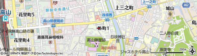 岐阜県高山市本町1丁目周辺の地図