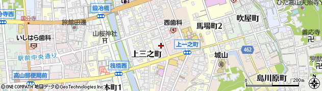 岐阜県高山市上二之町周辺の地図