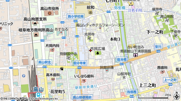 〒506-0016 岐阜県高山市末広町の地図