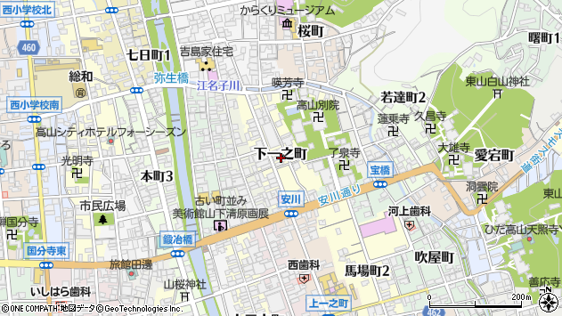〒506-0843 岐阜県高山市下一之町の地図