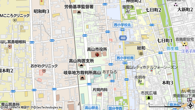 〒506-0000 岐阜県高山市（以下に掲載がない場合）の地図