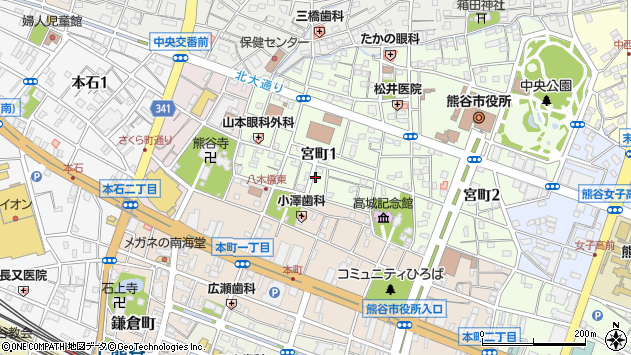 〒360-0041 埼玉県熊谷市宮町の地図