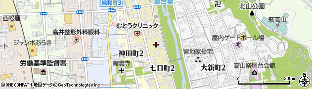 岐阜県高山市七日町周辺の地図