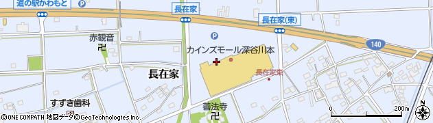 埼玉県深谷市長在家周辺の地図