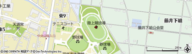 羽生市中央公園陸上競技場周辺の地図