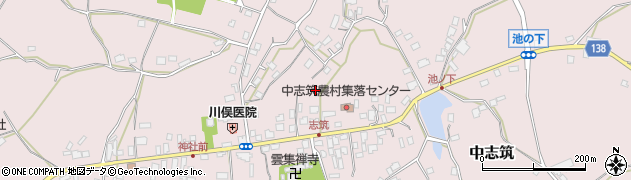 茨城県かすみがうら市中志筑周辺の地図