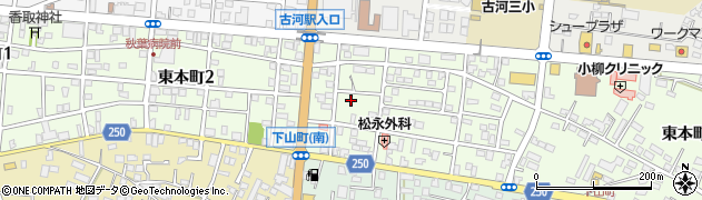 茨城県古河市東本町周辺の地図