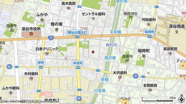 〒366-0823 埼玉県深谷市本住町の地図