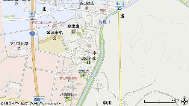 〒919-0741 福井県あわら市中川の地図