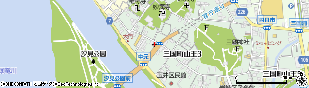 三国中元郵便局周辺の地図