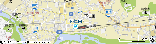 上信電鉄下仁田駅前周辺の地図