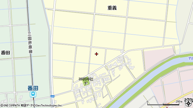 〒910-4122 福井県あわら市重義の地図