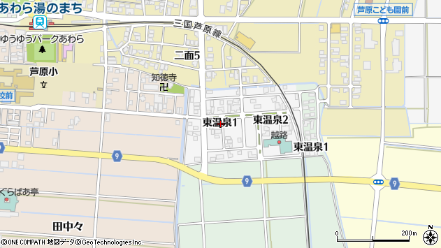 〒910-4121 福井県あわら市東温泉の地図