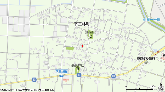 〒374-0044 群馬県館林市下三林町の地図