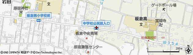 中学校・公民館入口周辺の地図