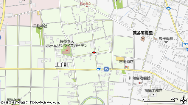 〒366-0004 埼玉県深谷市上手計の地図