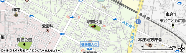 本庄市駅南公園周辺の地図