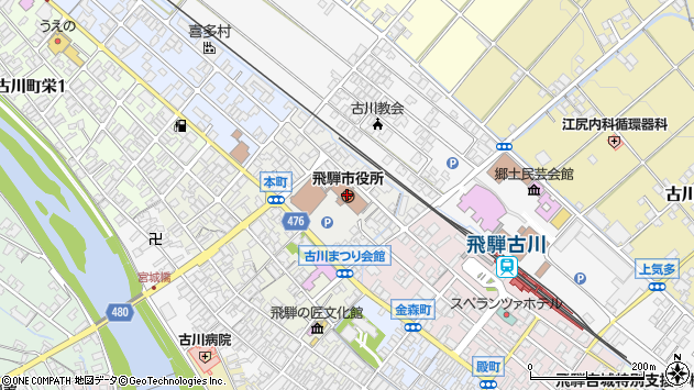 〒506-1100 岐阜県飛騨市（以下に掲載がない場合）の地図