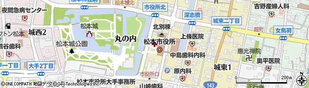 松本市　市役所こども育成課児童担当周辺の地図