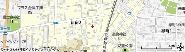 群馬県館林市新宿周辺の地図