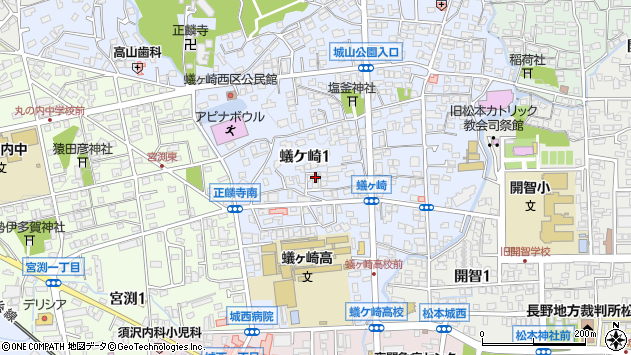 〒390-0861 長野県松本市蟻ケ崎の地図