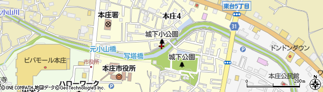 本庄市城下小公園周辺の地図