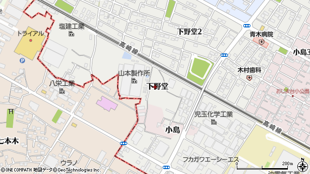 〒367-0063 埼玉県本庄市下野堂の地図