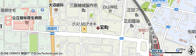 群馬県館林市栄町周辺の地図