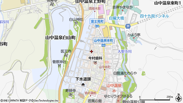 〒922-0121 石川県加賀市山中温泉富士見町の地図