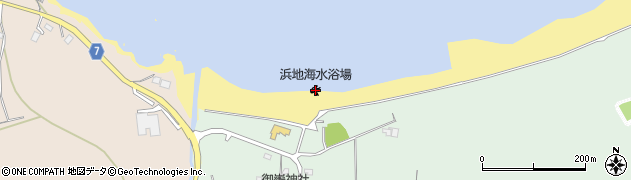 浜地海水浴場周辺の地図