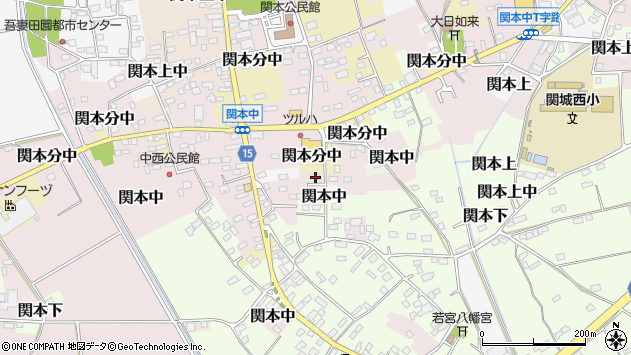 〒308-0126 茨城県筑西市関本中の地図