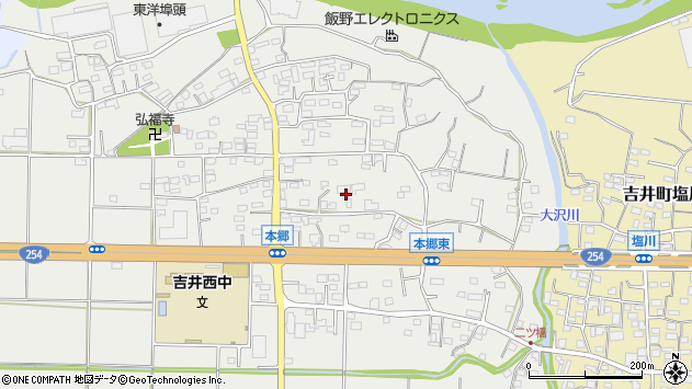 〒370-2128 群馬県高崎市吉井町本郷の地図