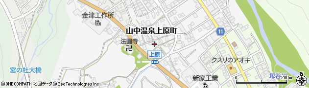 石川県加賀市山中温泉上原町周辺の地図