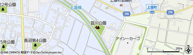 伊勢崎市韮川公園周辺の地図