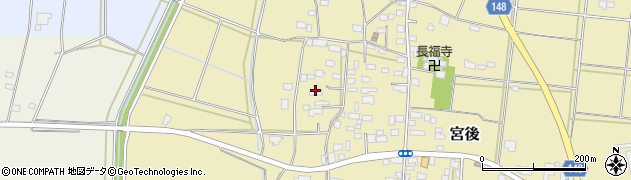 茨城県筑西市宮後周辺の地図