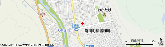 石川県加賀市別所町漆器団地周辺の地図