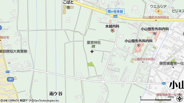〒323-0826 栃木県小山市雨ケ谷の地図