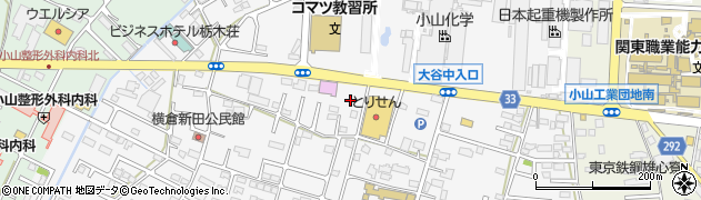 栃木県小山市横倉新田周辺の地図