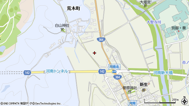 〒922-0277 石川県加賀市河南町の地図
