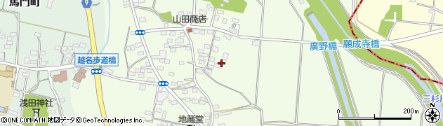 栃木県佐野市越名町407周辺の地図