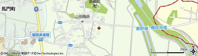 栃木県佐野市越名町415周辺の地図