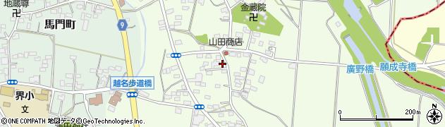 栃木県佐野市越名町375周辺の地図