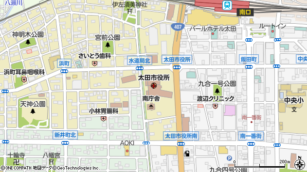 〒373-0000 群馬県太田市（以下に掲載がない場合）の地図