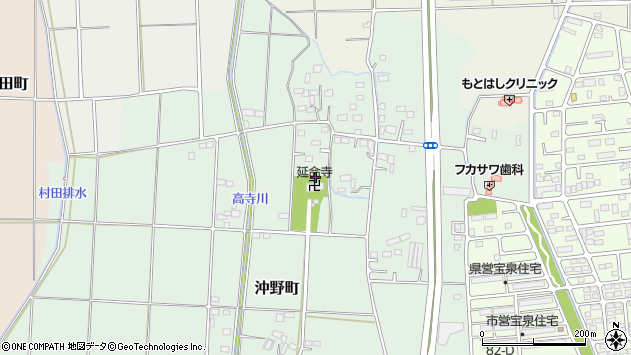 〒373-0045 群馬県太田市沖野町の地図
