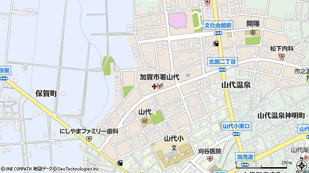 〒922-0243 石川県加賀市山代温泉北部の地図