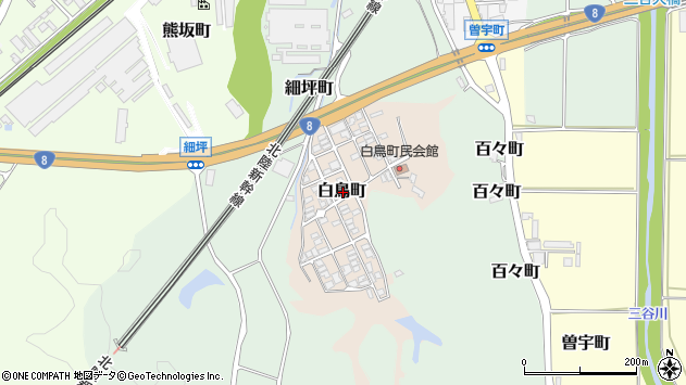 〒922-0836 石川県加賀市白鳥町の地図