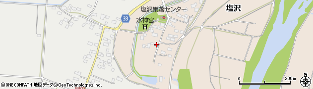 栃木県小山市塩沢周辺の地図