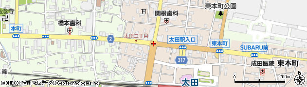 東本町十字路周辺の地図