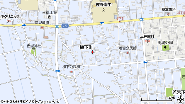 〒327-0835 栃木県佐野市植下町の地図