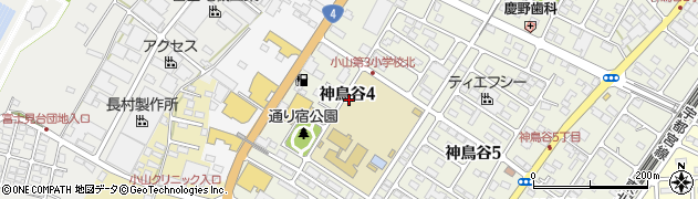 栃木県小山市神鳥谷4丁目周辺の地図